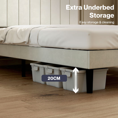 Levede Double Bed Frame Upholstered Platform Bedframe Adjustable Headboard