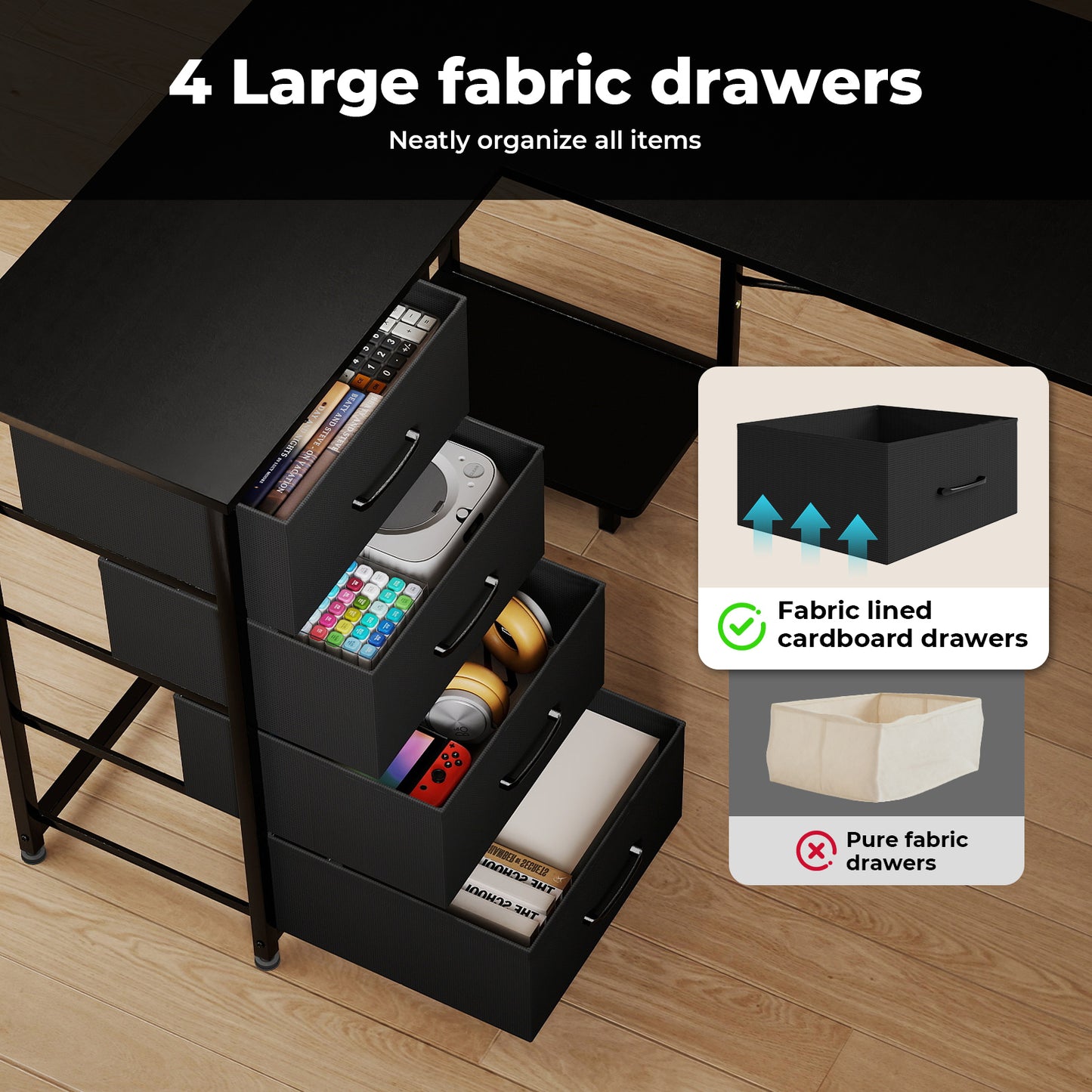 Levede L-shaped Office Desk Corner Computer Table with Storage USB Power Charing