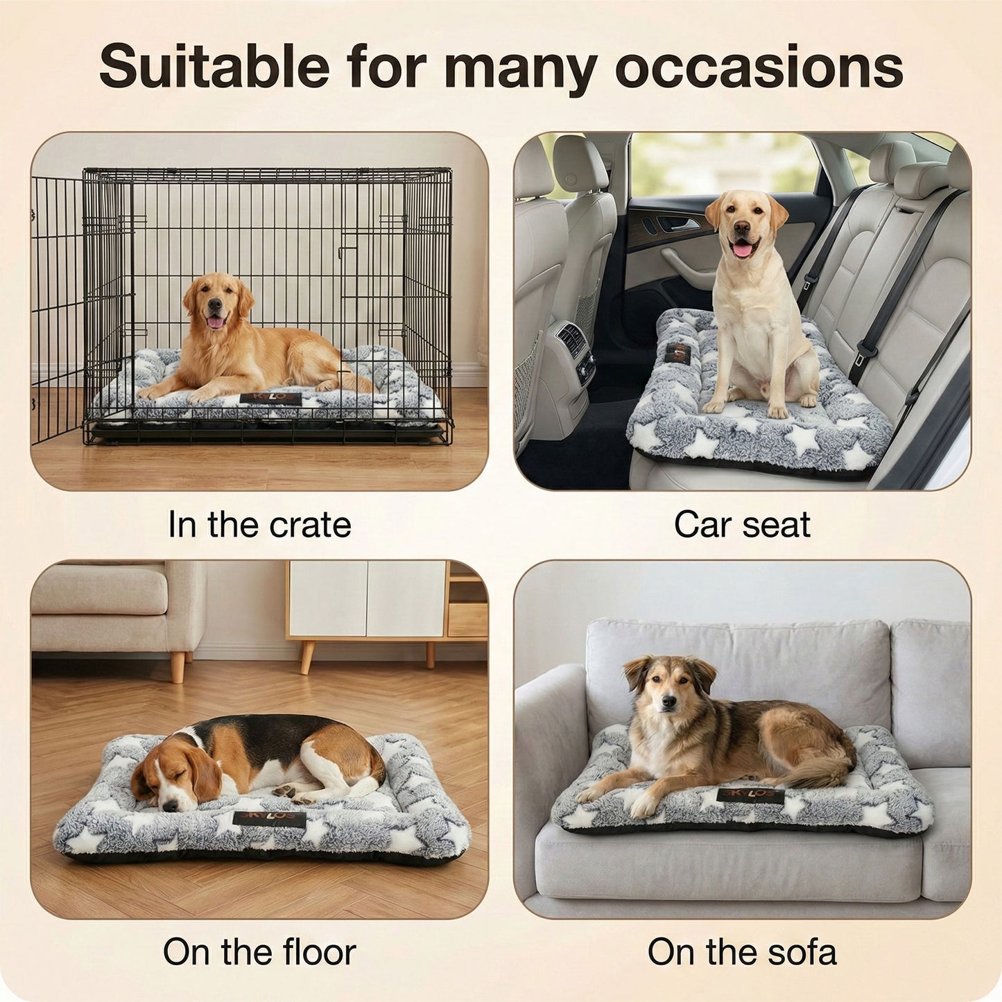Skylos Dog Bed Pet Cat Cushion Crate Mat Arctic Fleece Extra Large Anti-slip