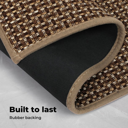 Marlow Kitchen Mat 2PCS Non Slip Woven Rubber Floor Mat Absorbent Runner Brown