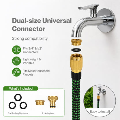 Traderight Expandable Garden Hose 10m to 30m 10-Pattern Nozzle Kink-Free Green