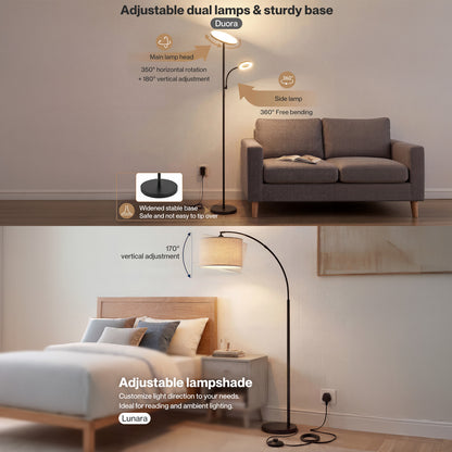 Emitto LED Floor Lamp Morden Dimmable Adjustable Reading Light Remote with Bulb