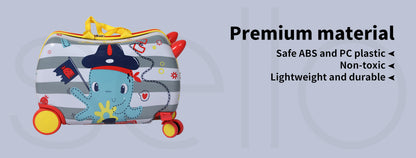 Dekko 17' ' Kids Luggage Ride On Suitcase on Wheel with Scooter for Travel Seat
