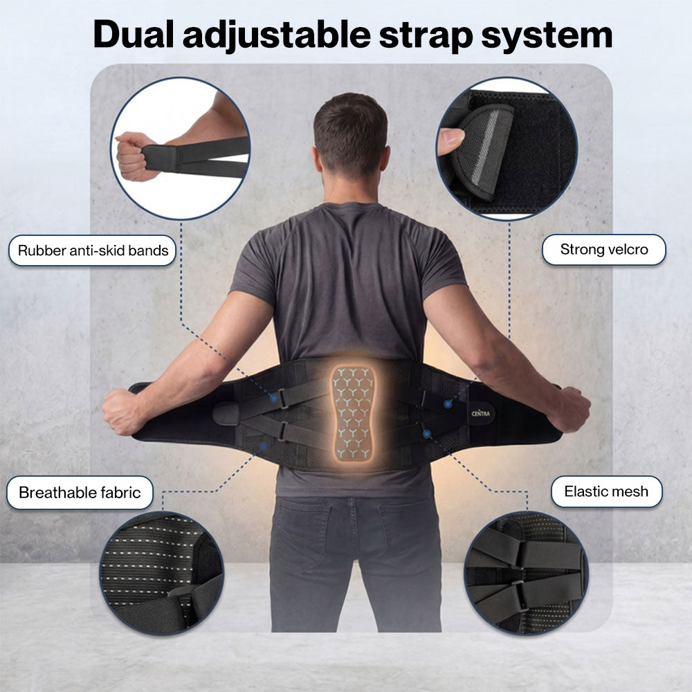 Centra Lumbar Support Belt Adjustable Lower Back Bracke for Men Breathable 120cm