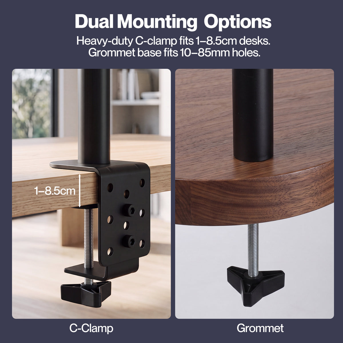 Levede Dual Monitor Arm Adjustable Desk Mount For 13-34 Inch Computer Black