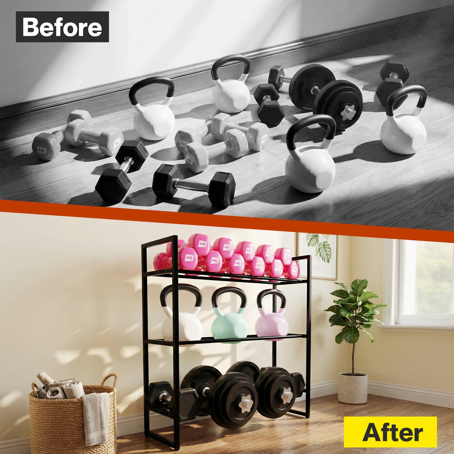Centra 3 Tier Dumbbell Rack Adjustable Heavy Duty Steel Weight Storage Stand