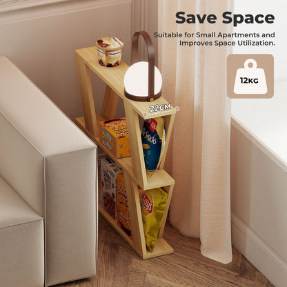 Levede Slim Side Table with Storage Shelf Sofa End  Accent Table Wooden 2 Tier