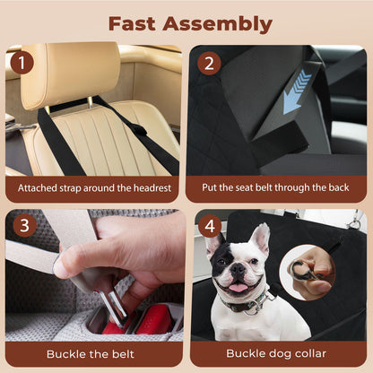 Skylos Dog Booster Car Seat Cosy Cats Pet Travel Bed with Safety Leash Black