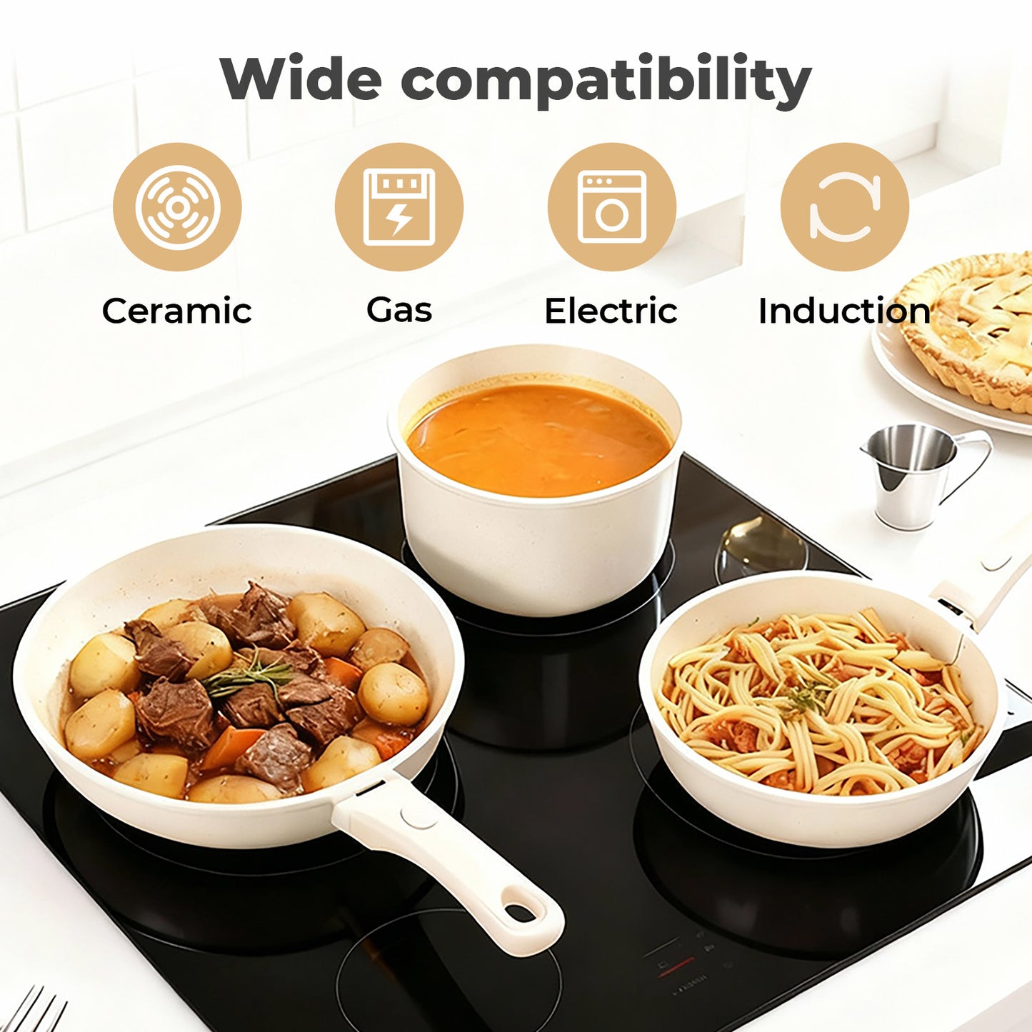 Toque 5PCS Cookware Set Non-Stick Pots and Sauce Pans Set with Detachable Handle