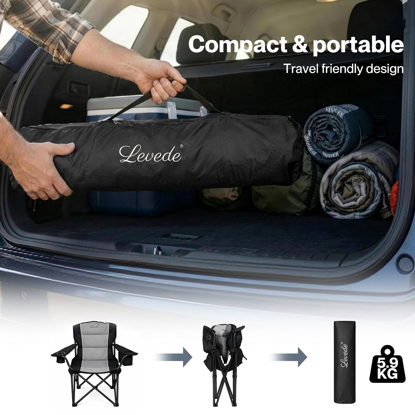 Levede Oversized Folding Camping Chair Portable Outdoor Garden Beach Chair 200KG
