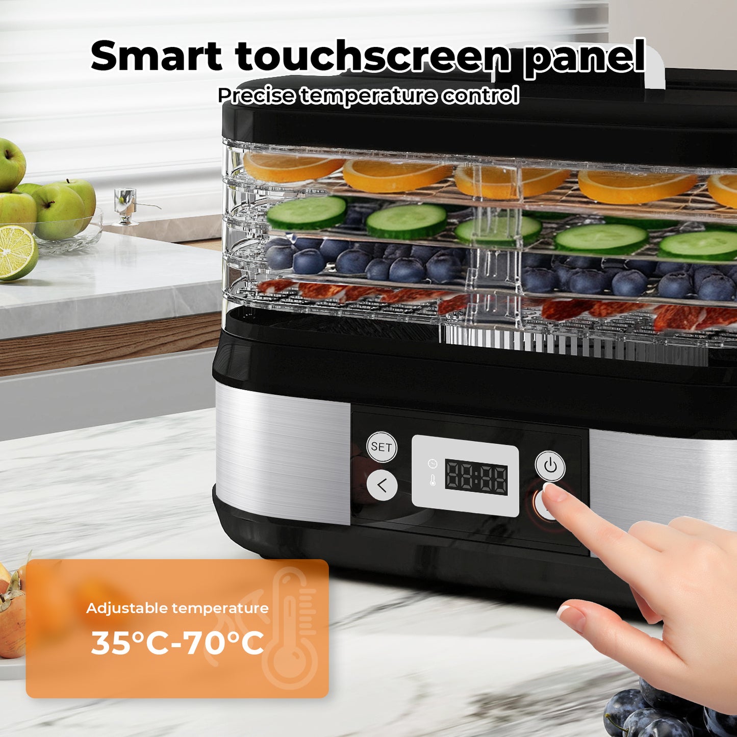 Spector Food Dehydrator 5 Tier Fruit Dryer Meat Drying Machine 450W 35-70°C Temp