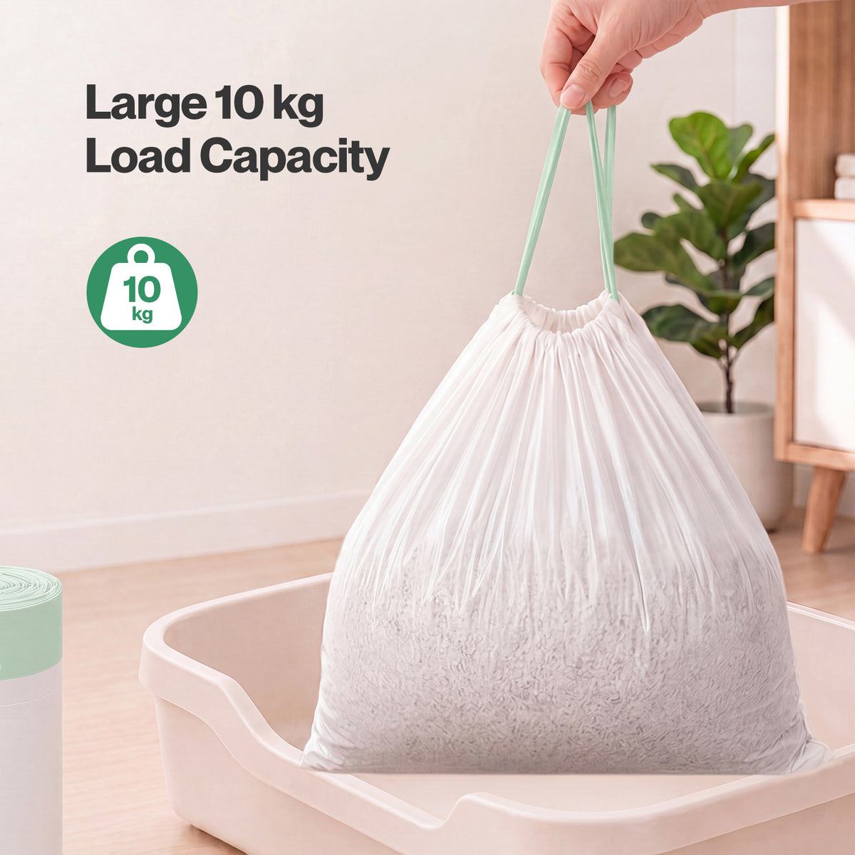 Skylos Cat Litter Bags XL Drawstring Heavy Duty 30 Pack 3 Rolls Easy Seal HDPE