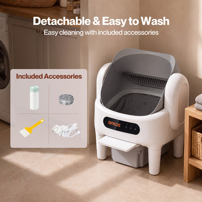 Skylos Cat Litter Tray Self Cleaning App Control Quiet for Multi Cats White