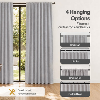 Marlow 100% Blackout Curtains Thermal Linen Look Ready Made Machine Washable