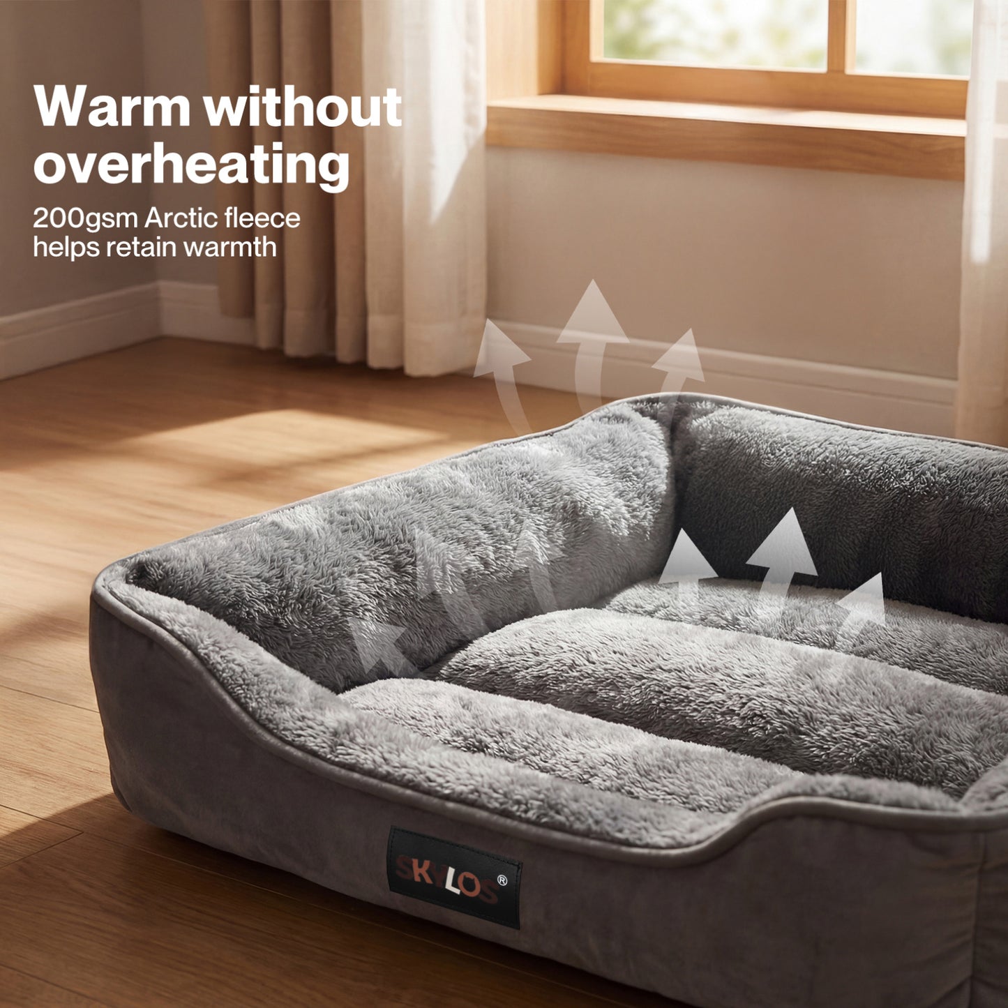 Skylos Orthopedic Dog Bed Soft Arctic Velvet Pet Bed Anti-Slip Mattress Large