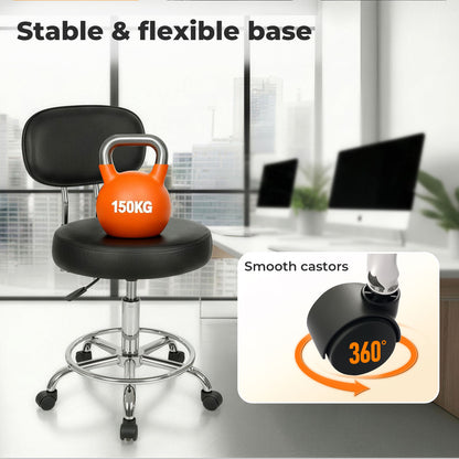 Levede Swivel Drafting Chair Round Rolling Bar Stool Leather Adjustable Office