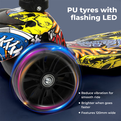 Dekko Foldable Kids Scooter Adjustable Height Flashing LED Music Multi-colour