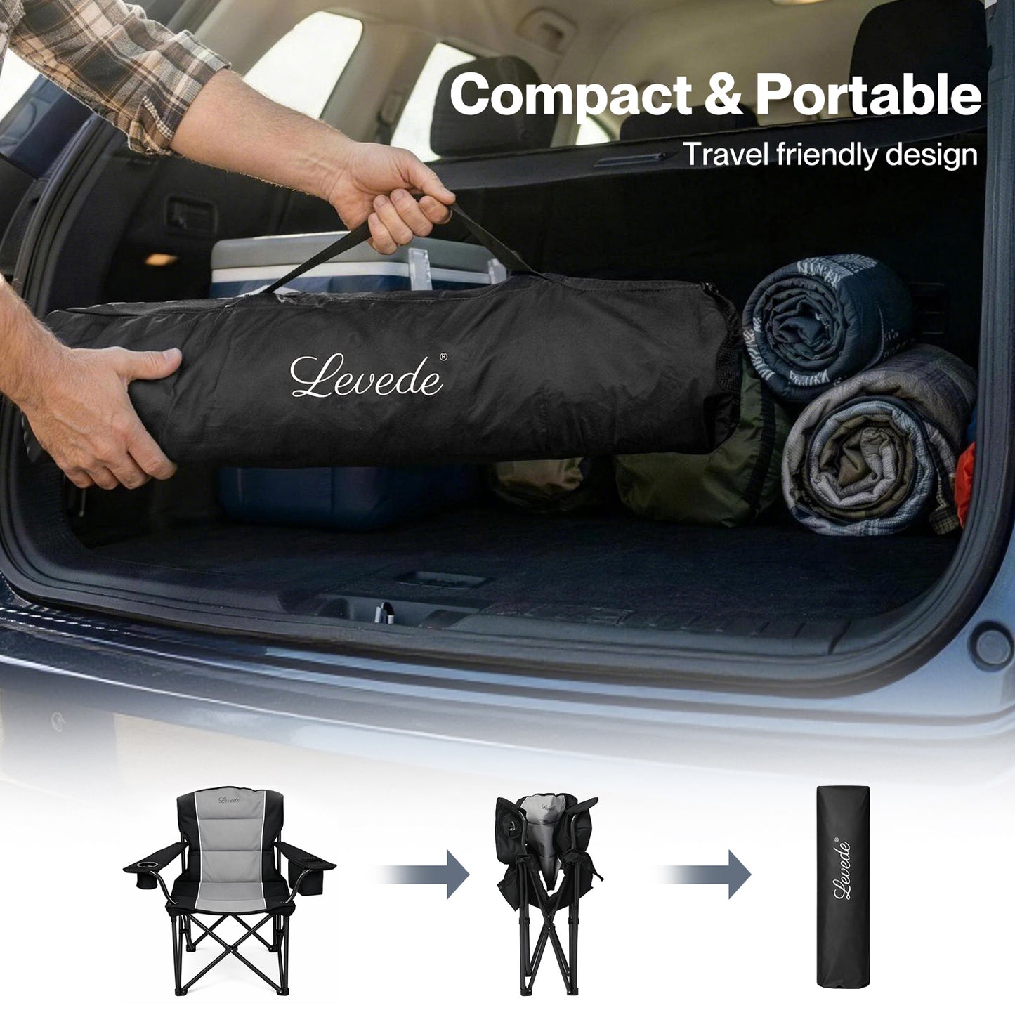 Levede Folding Camping Chairs Bed Oversized Portable Outdoor Furniture Hiking