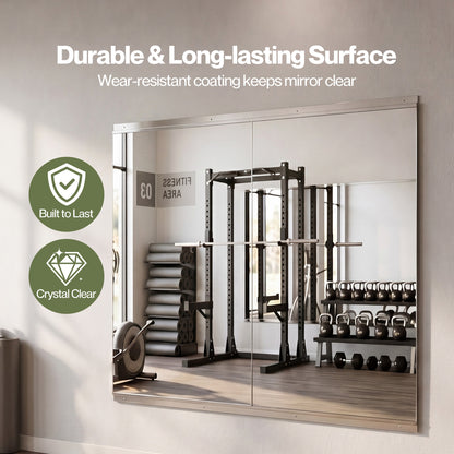 Yezi Home Gym Mirrors Wall Mounted Large Full Body Mirror 2 PCS 120cm x 60cm