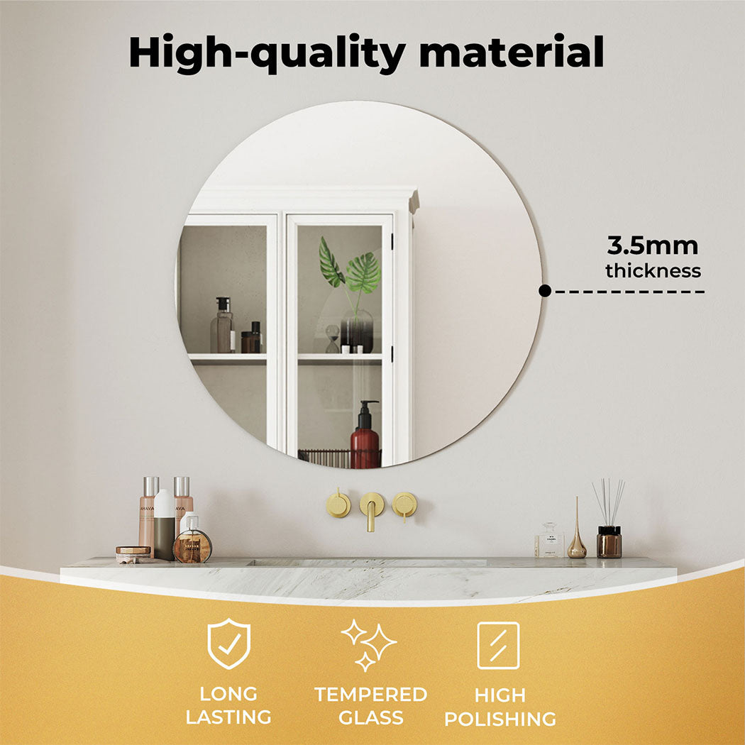 Levede 40cm Round Wall Mirror Frameless Tempered Glass Explosion-Proof Decor