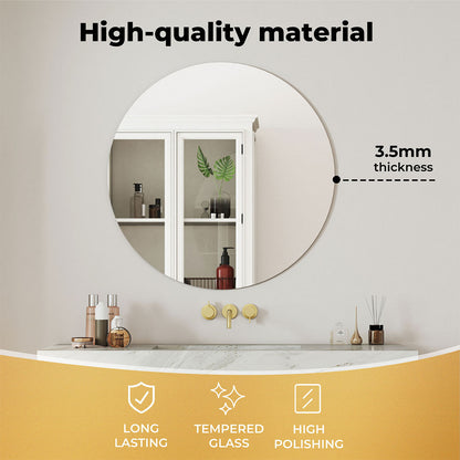 Levede 40cm Round Wall Mirror Frameless Tempered Glass Explosion-Proof Decor