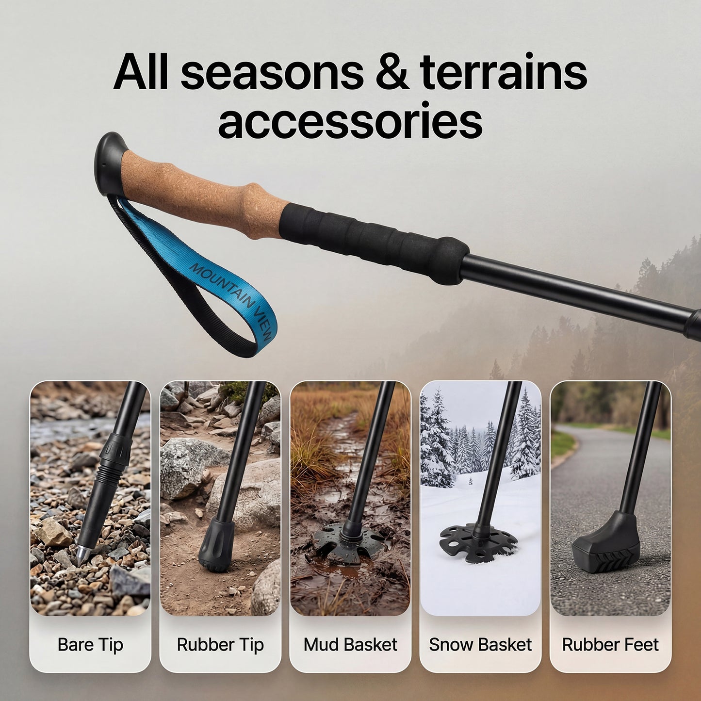Mountview Trekking Poles Lightweight Walking Poles Hiking Sticks with Cork Grips