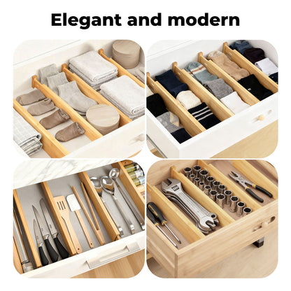 Levede Adjustable Drawer Divider Bamboo 4PC Expandable Organisers Spring Loaded