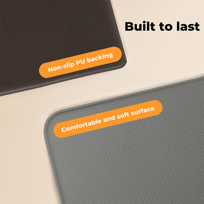 Marlow Kitchen Mat 2Pcs Non Slip Woven Rubber Floor Mat Absorbent Runner Grey