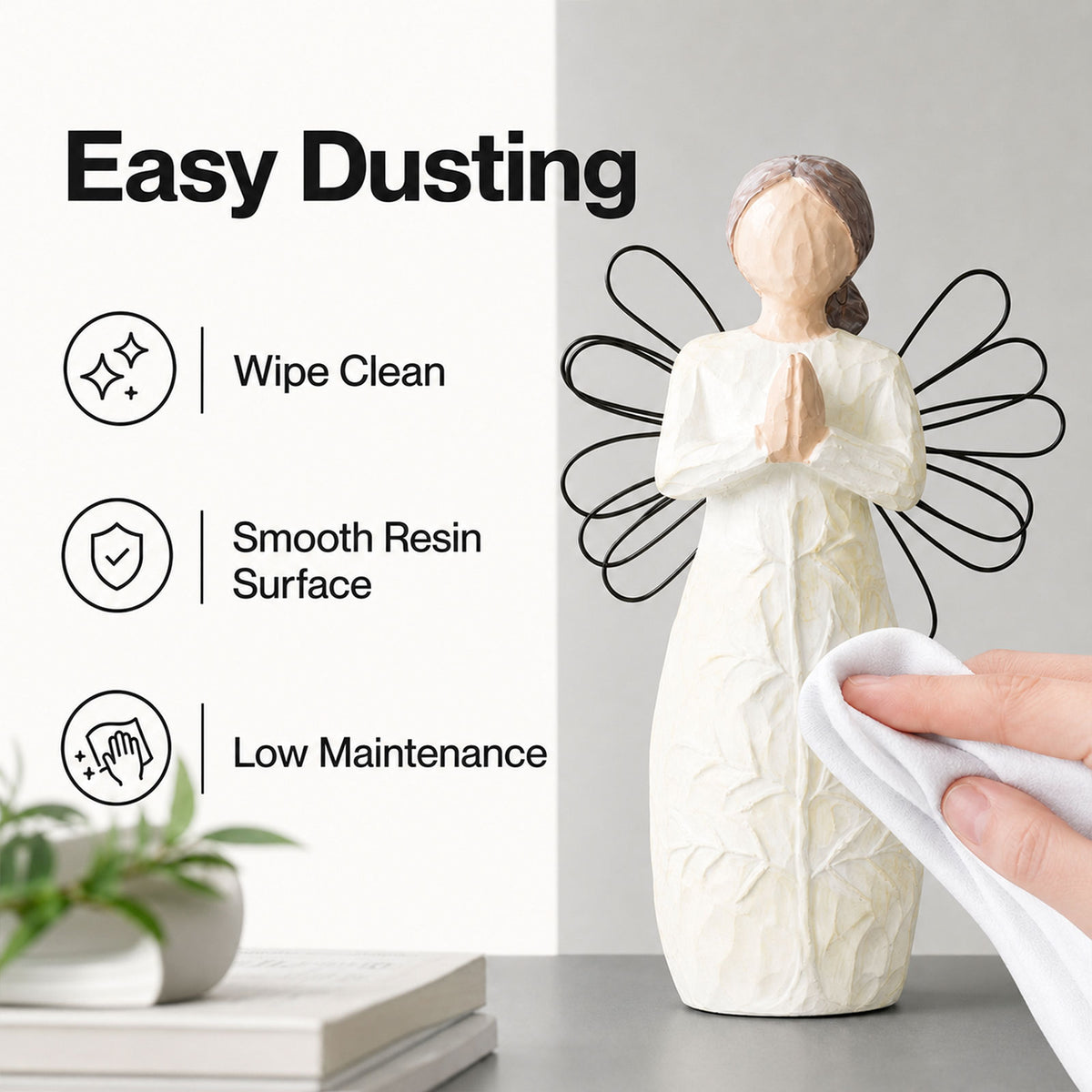 Levede Resin Thank You Gift Figurines Willow-Inspired White For Shelf Decor