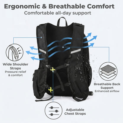 Swifto Hiking Backpack Foldable 20L Water Resistant Daypack For Camping Black