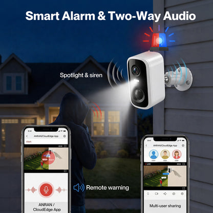Spector 2K Wireless Security Camera Solar Powered WiFi AI Detection Outdoor PIR