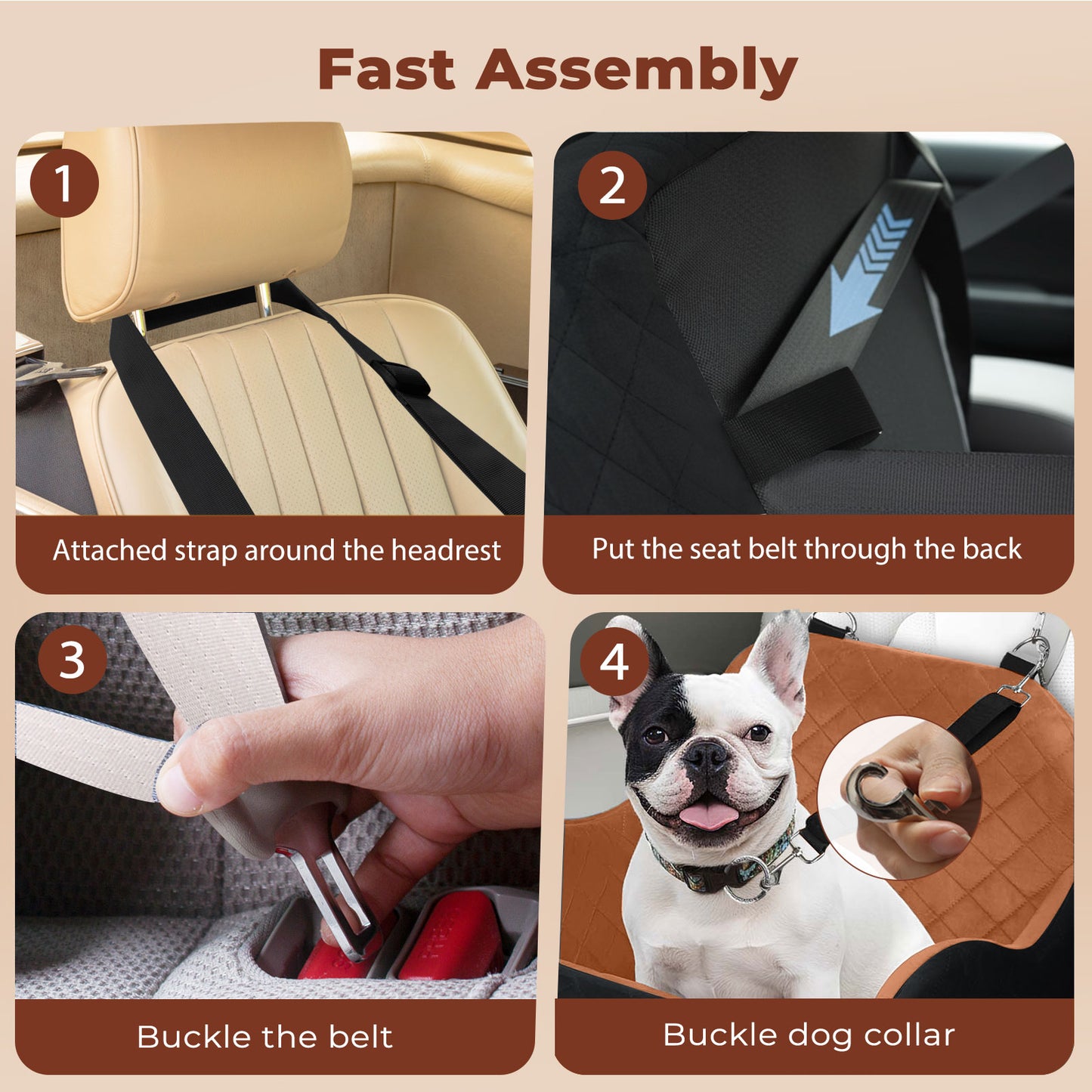 Skylos Dog Booster Car Seat for Small to Medium Pets up to 35 lbs Portable Brown