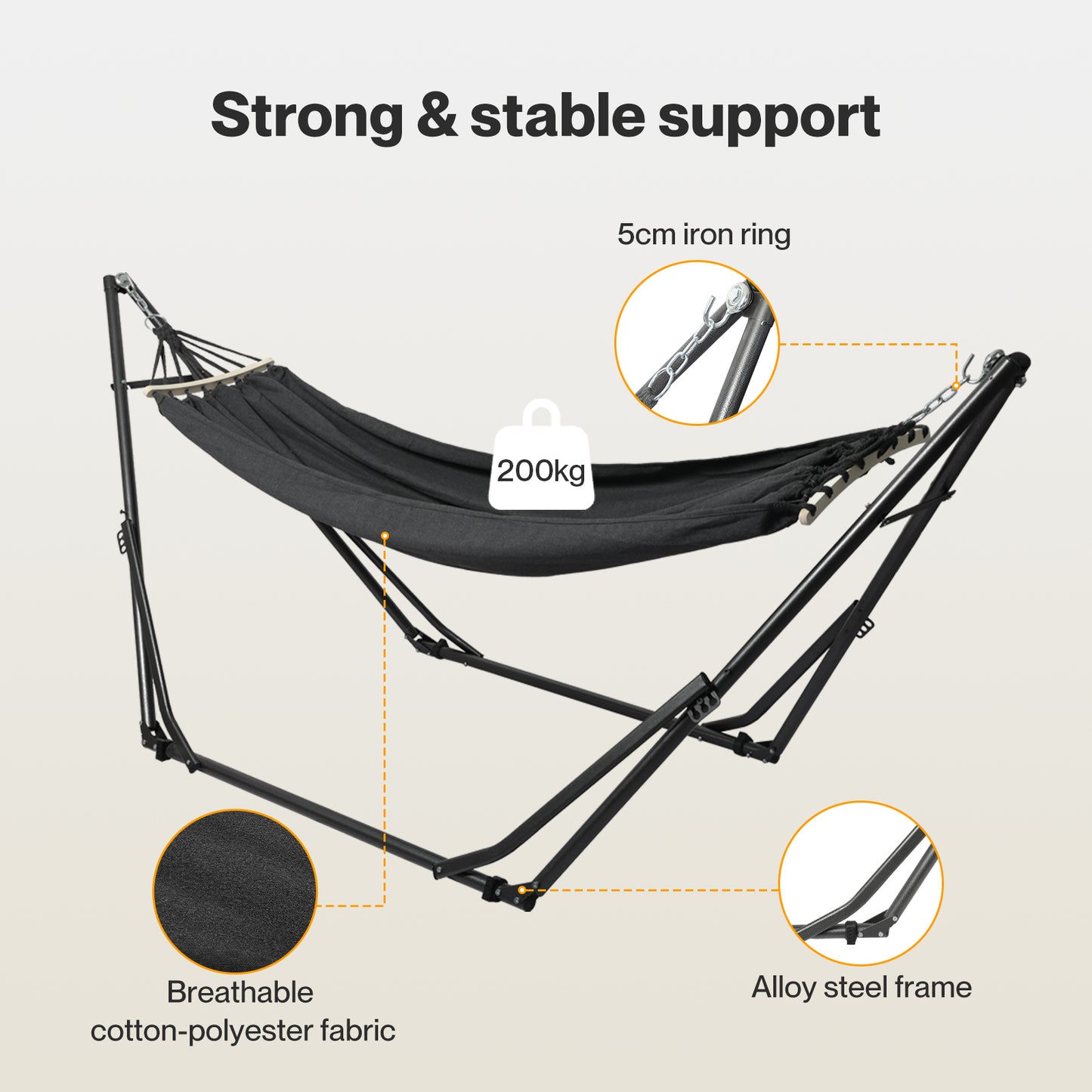 Mountview Foldable Hammock Chair Bed Hanging with Stand Outdoor Camping 200KG