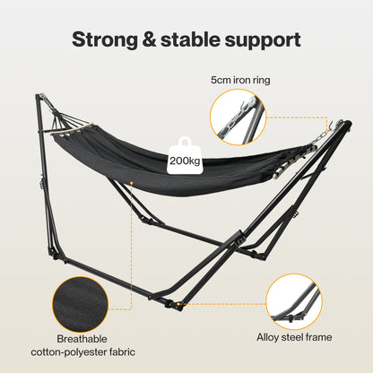 Mountview Foldable Hammock Chair Bed Hanging with Stand Outdoor Camping 200KG