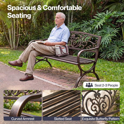 Levede Garden Bench Butterfly Cast Iron Outdoor Bench 300kg Metal Bronze