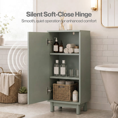 Levede Tall Bathroom Cabinet Narrow Storage Cupboard Adjustable Fluted 3 Tier