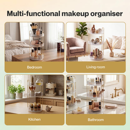 ilus Makeup Organiser 360 Rotating Spinning 3 Tiers Cosmetic Organizer White
