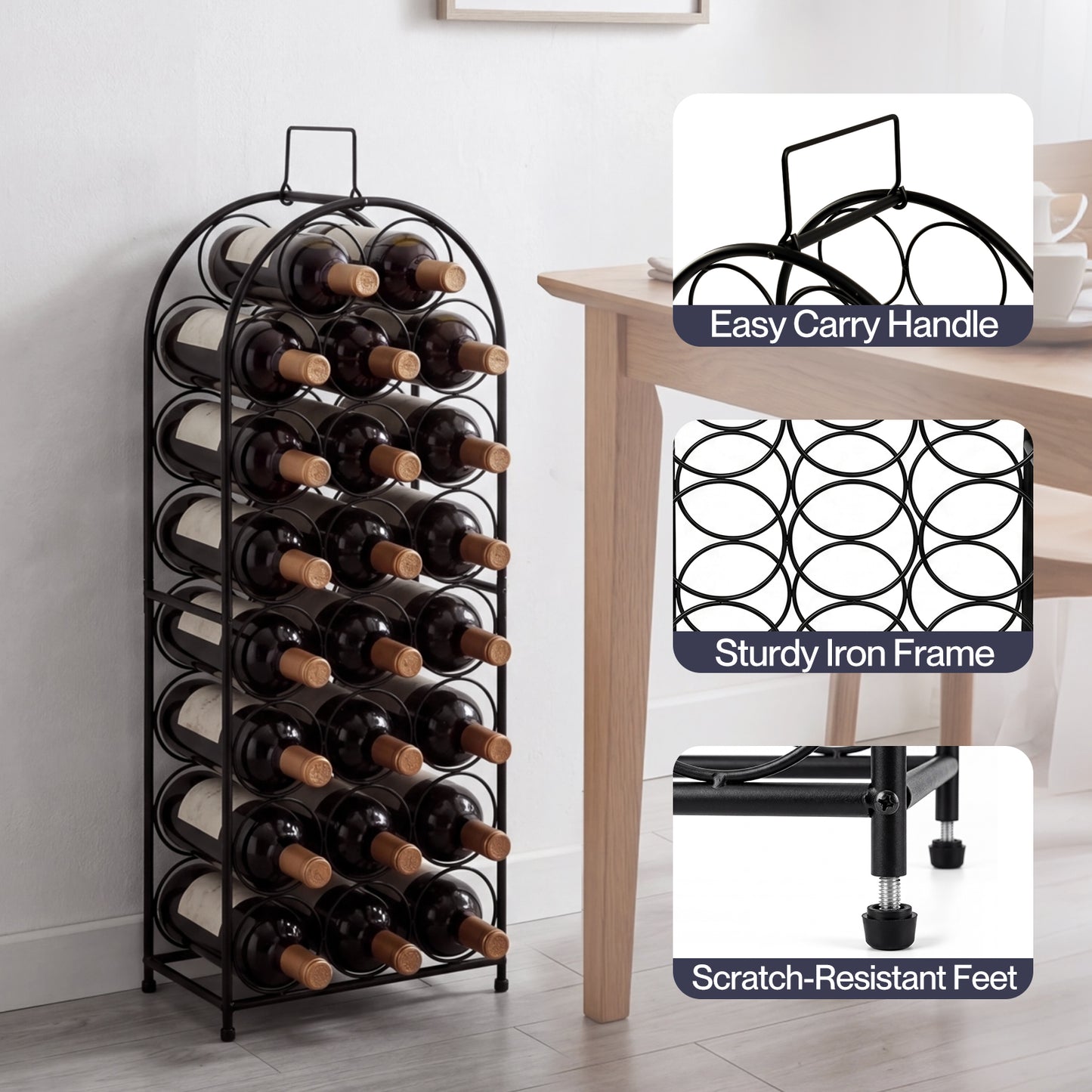 Levede Wine Rack 23 Bottles Freestanding Storage Organiser Stand Home Black