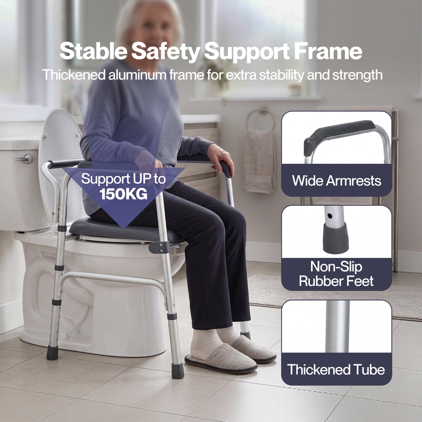 Levede 3 in 1 Commode Chair Folding Shower Chair Toilet Seat Riser Adjustable