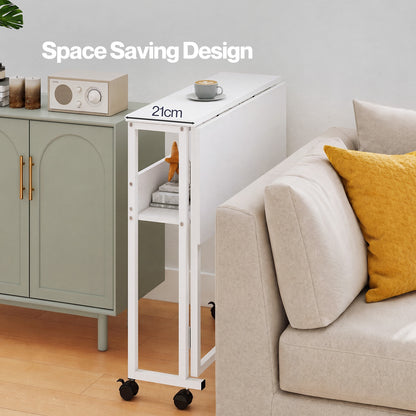 Levede Folding Computer Desk Extandable Table with Storage Shelf Wheeled Compact