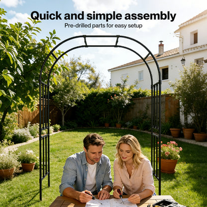 LAMBU 2.4M Metal Garden Arch Trellis Rose Climbing Plant Archway Tubular Frame
