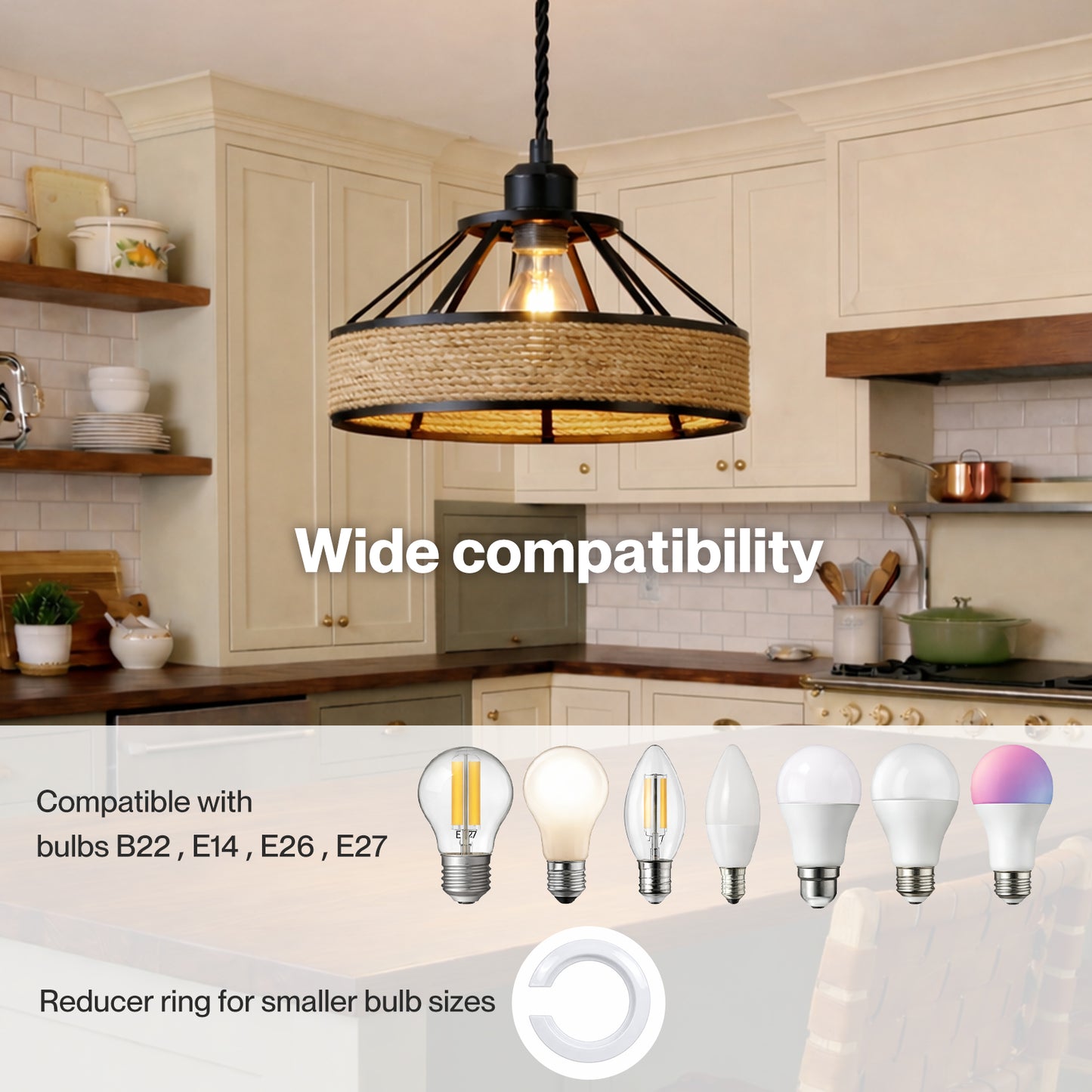 Emitto Modern Ceiling Pendant Light Shade Industrial Hemp Rope Lamp Shade 25cm