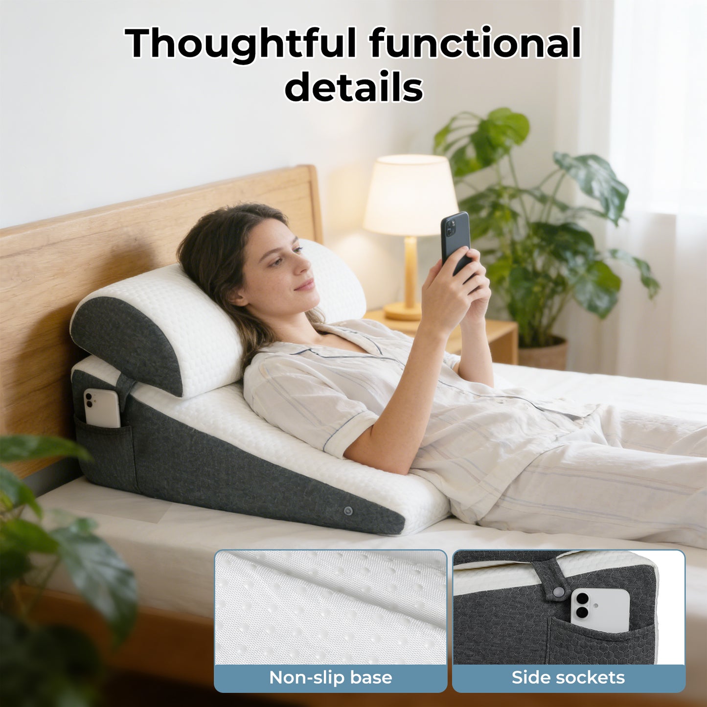 Lavio Wedge Pillow Acid Reflux Memory Foam Pregnant Reading Support Anti-snoring