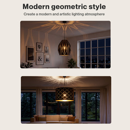 Emitto Ceiling Light Shade Easy Fit Pendant Lampshade Woven Metal Glass E27 B22