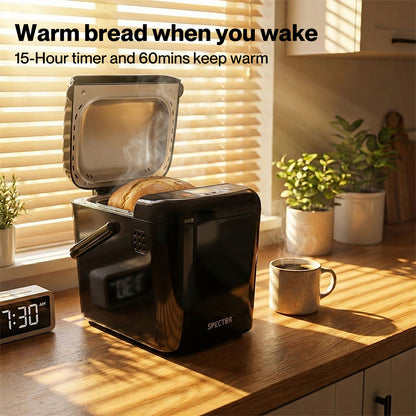 Spector 19 in 1 Bread Maker 1.2LB Bread Machine Low Noise 500W Timer Non Stick