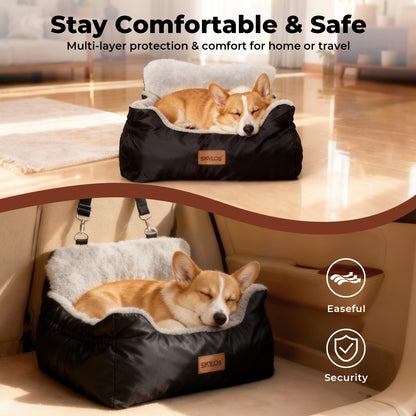 Skylos Dog Car Seat Bed Pet Booster Seat Pet Travel Carrier with Safety Leash
