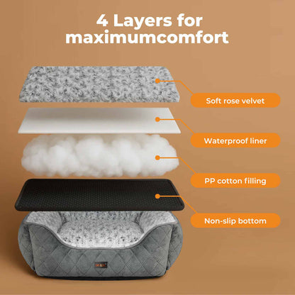Skylos Dog Bed Large Pet Cushion for Calming Anti Anxiety Fluffy Plush Washable