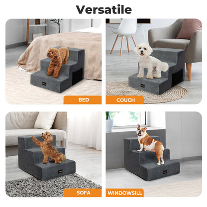 Skylos Dog Steps Pet Stairs Ramp 3 Step for High Bed Sofa Memory Foam Washable