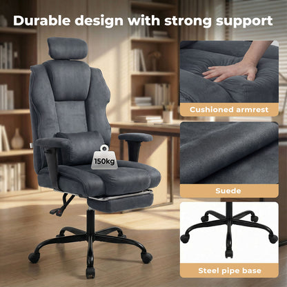 Levede Ergonomic Office Chair Suede Recline Pressure Relief Spring Seat Footrest
