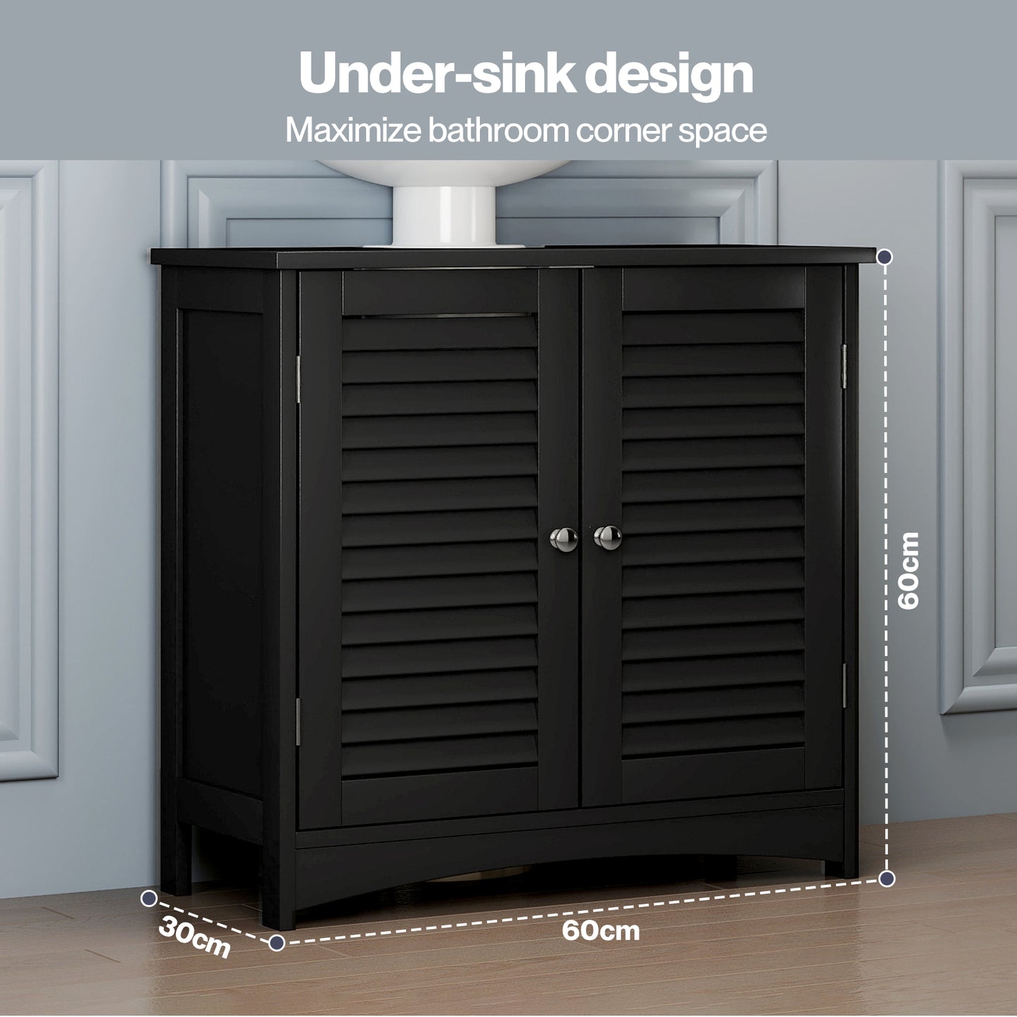 Levede Bathroom Under Sink Cabinet Basin Storage Cupboard 2 Door Vanity Unit